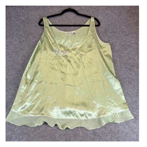 Enchanting Cami Tank Top Women 1X Plus Yellow Satin Lingerie Sleepwear Fairycore - Picture 1 of 8